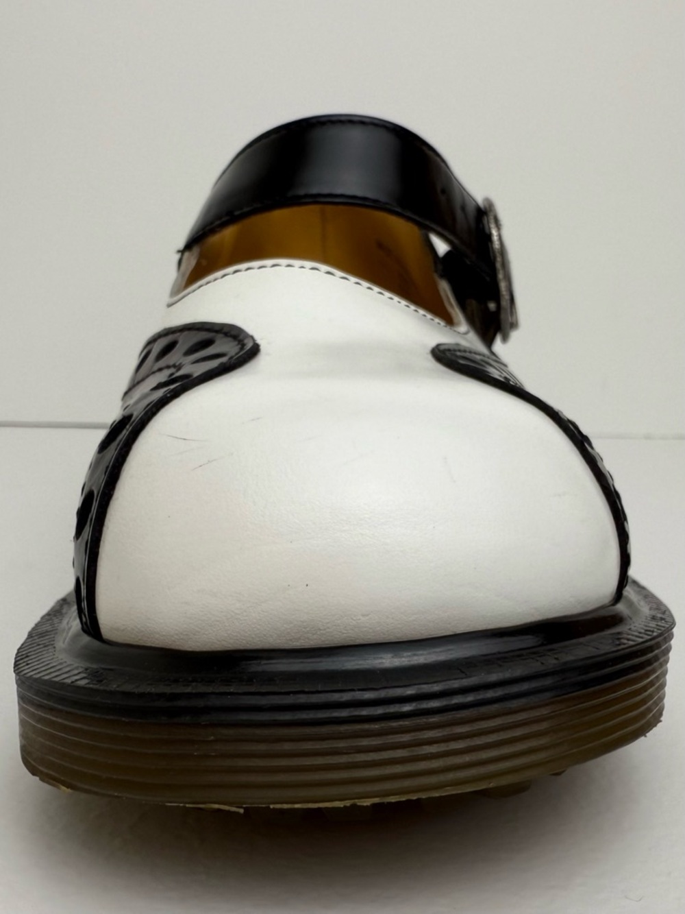Vintage Dr. Martens England MIE Black White Wingtip Heel Mary Janes Shoes UK 4 - Picture 10 of 16
